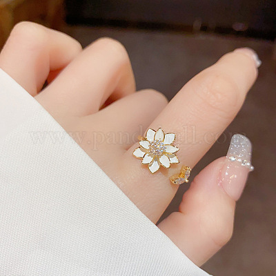 Модные латунные кольца-манжеты с микропаве из кубических цирконий и эмалью FS-WGFDA76-02-1