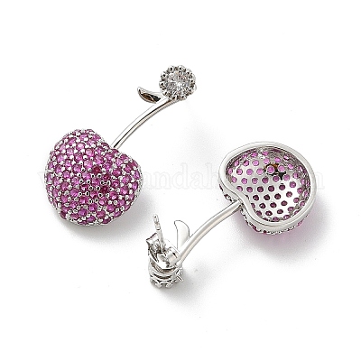 Серьги-гвоздики из вишневой латуни с микропаве из кубических цирконий EJEW-M077-12P-02-1