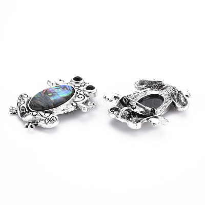 Брошь в виде лягушки из натурального панциря пауа PALLOY-Q438-006D-RS-1