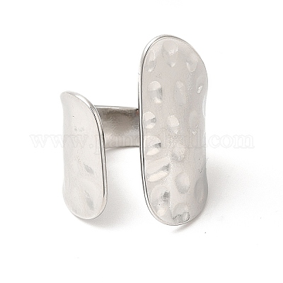 Не тускнеющее кольцо-манжета из нержавеющей стали 304 с поворотным плоским открытым креплением для женщин RJEW-E063-28P-1