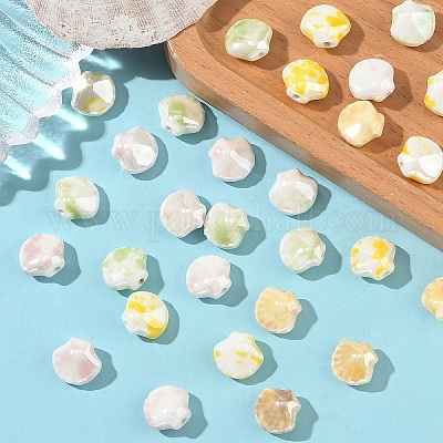 40 шт. 4-х цветные фарфоровые бусины ручной работы в форме ракушек PORC-YW0001-20-1