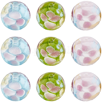 30 шт. 3-х цветные круглые бусины лэмпворк LAMP-LT0001-01-1