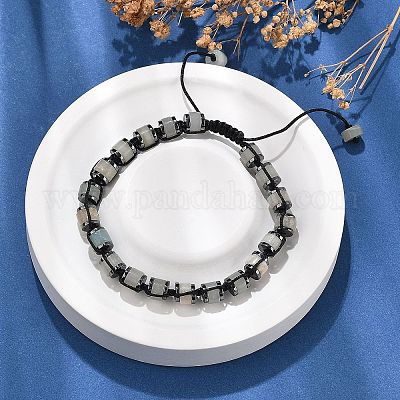 Регулируемые браслеты из плетеных бусин из натурального цветка амазонита и немагнитного синтетического гематита BJEW-Z090-01G-1