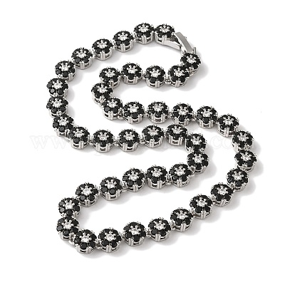 Ожерелья с цветочным звеном из латуни и циркония для женщин NJEW-B108-01P-04-1