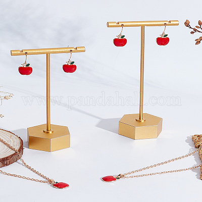 2 комплект из эмалевых серег и ожерелья с подвеской в виде яблока&nbsp;SJEW-LP0001-01-1