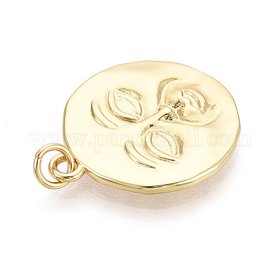 Латунные плоские круглые и лицевые подвески&nbsp;KK-T080-07G-1