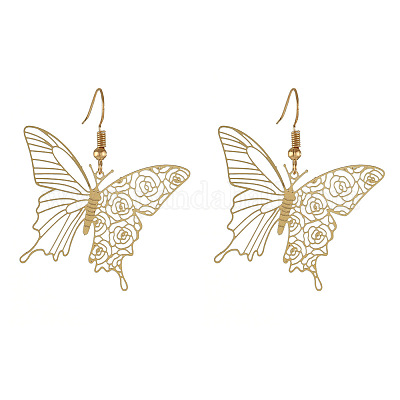 Серьги-подвески из латуни в форме бабочки FS-WGBBA4D-01-1