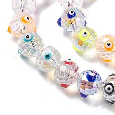 Прозрачные стеклянные бусины от сглаза нити LAMP-K037-04A-1