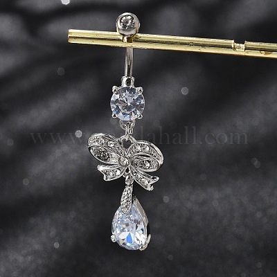 Сплав кристалл горный хрусталь подвеска изогнутая штанга живот кольца&nbsp;LS-AJEW-R007-04P-05-1