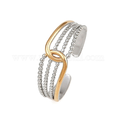 Двухцветные манжетные кольца из нержавеющей стали 304 RJEW-S635-01GP-07-1