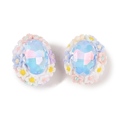 Светящиеся бусины из полимерной глины ручной работы со стразами CLAY-H003-05F-1