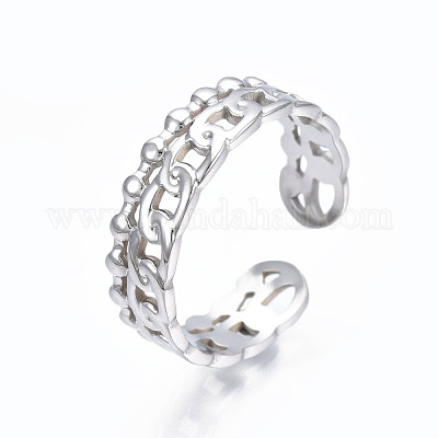 Открытое кольцо-манжета из нержавеющей стали марки 304 RJEW-T023-92G-1