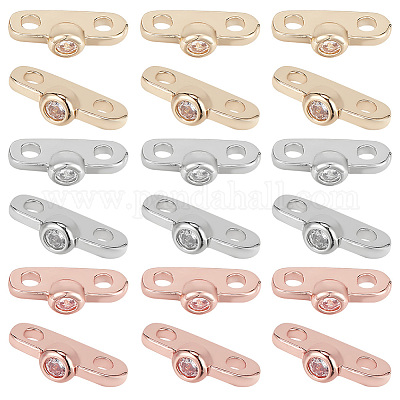 18 шт. 3-цветные латунные подвески-слайдеры с микропаве из прозрачного кубического циркония KK-GO0001-29-1