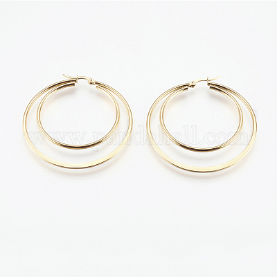 201 серьги-кольца из нержавеющей стали EJEW-I213-B-01G-1