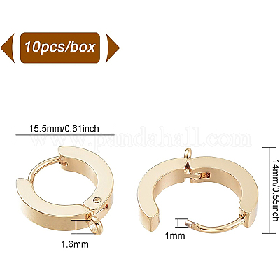 10 шт. фурнитура для сережек-колец Huggie Hoop из нержавеющей стали 201 STAS-BC0002-45-1