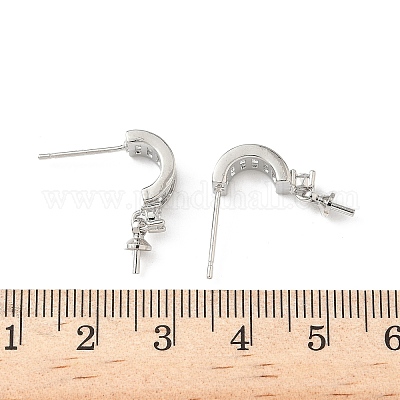 Фурнитура для серег-гвоздиков из латуни с паве из прозрачного кубического циркония KK-D369-08P-1