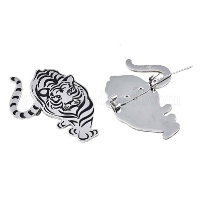 Значок на лацкан из нержавеющей стали 201 с изображением тигра JEWB-N007-119P-1
