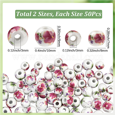 100шт 2 стиля фарфоровые бусины ручной работы PORC-SP0001-07-1