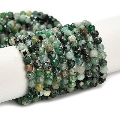 Натуральные изумрудные бисерные пряди G-Z106-A02-4mm-1