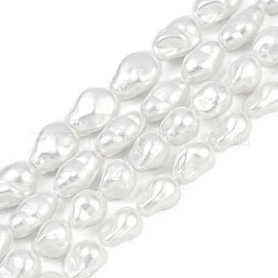 Нити бусин из искусственного жемчуга с гальваническим покрытием из фарфора BSHE-Z009-02B-1