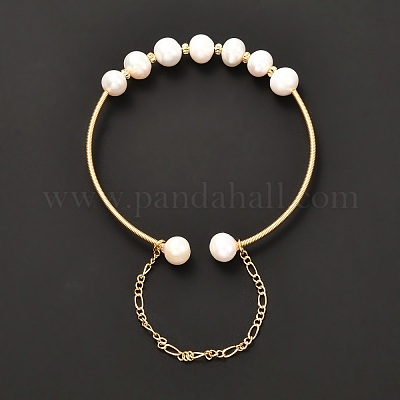 Браслет из бисера из натурального жемчуга для девочек и женщин BJEW-JB06829-1