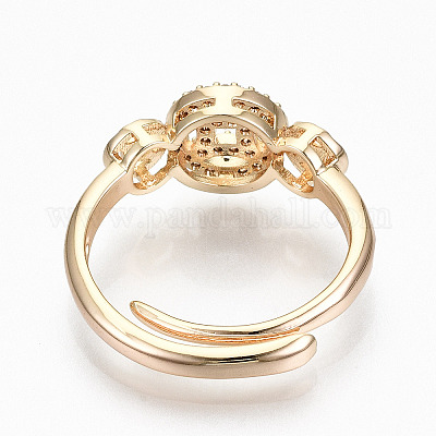 Латунные кольца из манжеты с прозрачным цирконием RJEW-T015-02G-NF-1