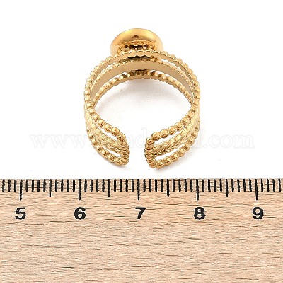 Многослойные открытые манжетные кольца из нержавеющей стали 304 RJEW-Z078-07G-1