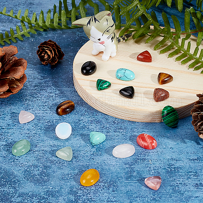 18 шт. 18 стиля кабошонов из смешанных натуральных и синтетических драгоценных камней G-FH0001-45-1