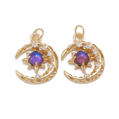 Латунные подвески из прозрачного кубического циркония с микропаве ZIRC-C024-06G-01-1