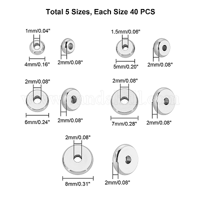 200 шт. 5 стиля бусин из нержавеющей стали 304 STAS-UN0021-86P-1