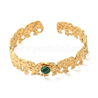 Открытые полые браслеты-манжеты из нержавеющей стали 304 BJEW-K230-02H-G-1