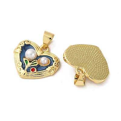 Подвески из латуни с цветочной эмалью KK-D390-17G-05-1