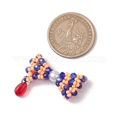 Подвески-бантики из стеклянных бус PALLOY-MZ00553-02-1