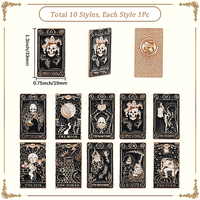 10 шт. 10 стиля эмалевых булавок Таро JEWB-SC0001-72-1