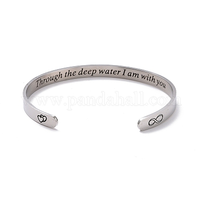 Открытый браслет-манжета из нержавеющей стали 304 с бесконечным сердцем BJEW-G653-03P-1