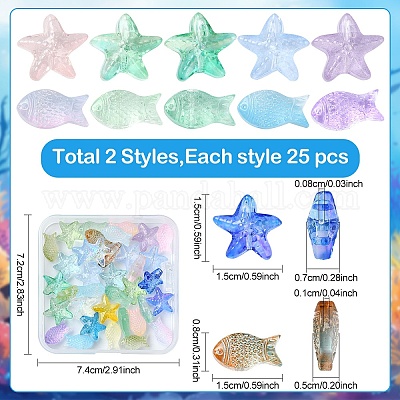 50шт 2 стиля прозрачные стеклянные бусины GLAA-YW0003-77-1