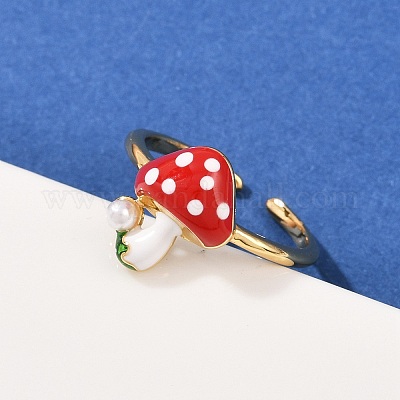 Кольца-манжеты из латуни и АБС-пластика с жемчугом для женщин RJEW-L132-04G-1