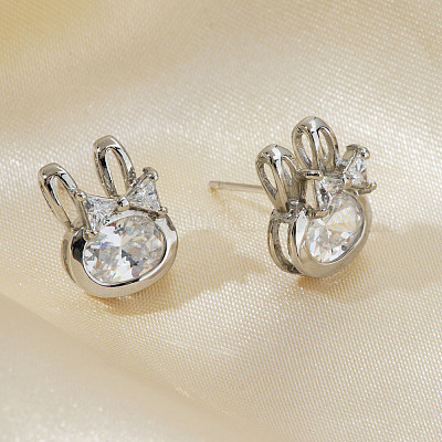 Серьги-гвоздики из латуни в виде мини-кролика ZL6900-1