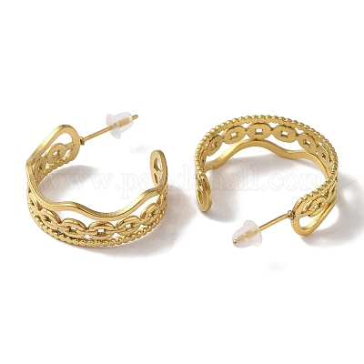 Серьги-гвоздики из нержавеющей стали с вакуумным покрытием PVD 201 EJEW-B059-21G-1