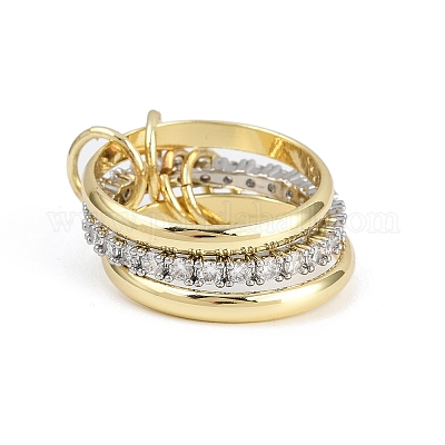 Латунные микро проложить пальцев кольца кубического циркония RJEW-D325-01PG-08-1