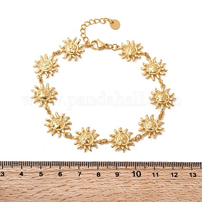 Женские браслеты на ногу из нержавеющей стали 304 Sun Link AJEW-C043-01G-1