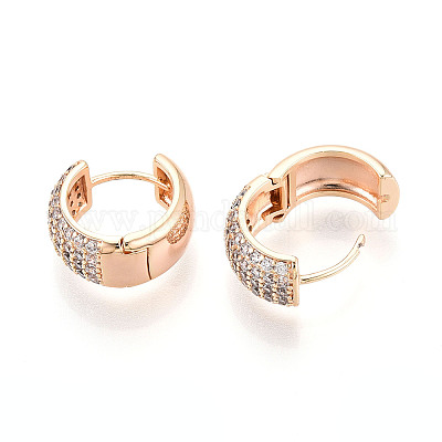 Латунные серьги-кольца из прозрачного кубического циркония EJEW-T048-48G-1