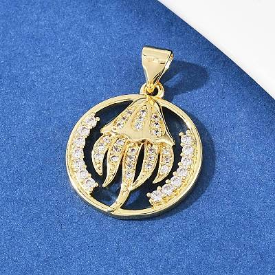 Комплект из латунного кулона и серег-гвоздиков с микропаве из кубических цирконий для женщин SJEW-F227-01L-G-1