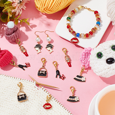 Маркеры петель со стразами из сплава эмали HJEW-AB00112-1