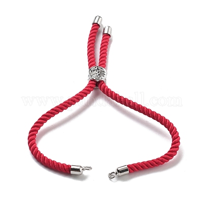 Серебряные браслеты из витого нейлонового шнура DIY-B066-03P-21-1