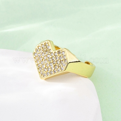 Регулируемые манжеты-кольца из латуни с микропаве из кубического циркония для женщин RJEW-U053-09G-1