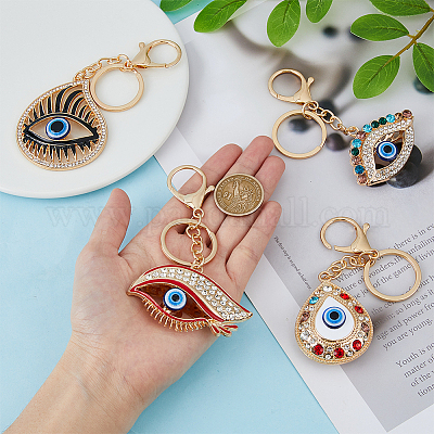 4шт 4 стиля брелок из сплава со стразами KEYC-DC0001-21-1