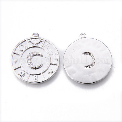 Латунные микропаве прозрачные подвески с фианитом KK-N232-169P-NF-1