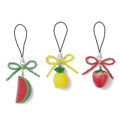 3 шт. подвесных украшений из стеклянных семян и смолы HJEW-TA00437-1