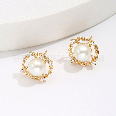 Уникальные плоские круглые серьги-гвоздики из латуни VM8318-1